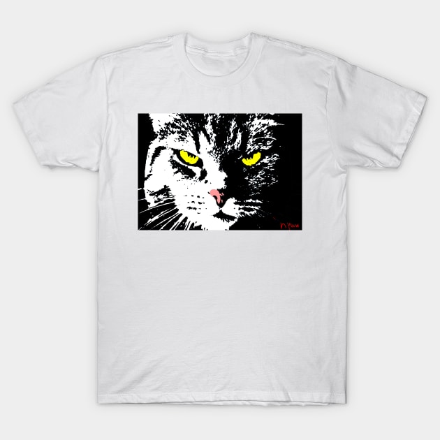 ANGRY CAT POP ART - BLACK WHITE YELLOW T-Shirt by NYWA-ART-PROJECT